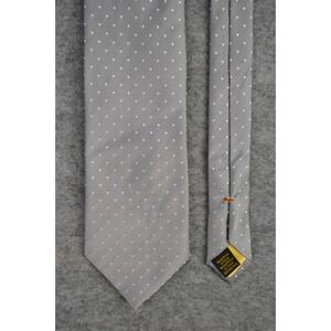 Donald J. Trump Designer Neck Tie Mens One Size Gray Polka Dot 100% Silk Classic